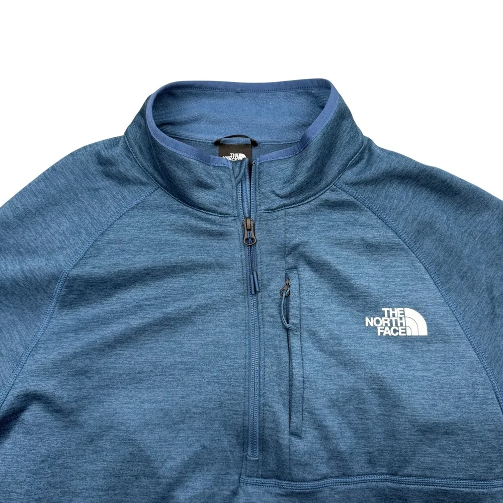 The North Face Canyonlands Pullover Mens L Blue Quarter Zip Fleece Sweater EUC
